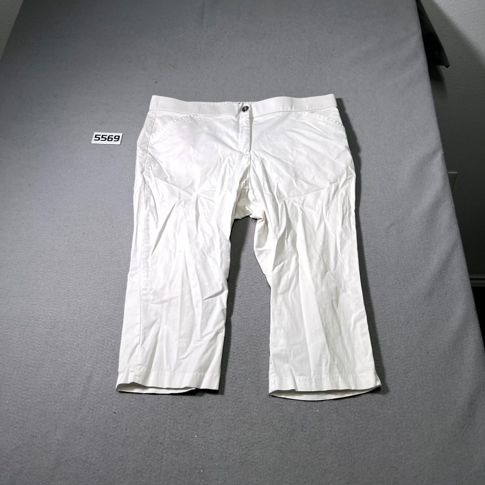 Laura Scott Capri Pants Womens 18 White Stretch Pull‎ On Casual Summer Straight